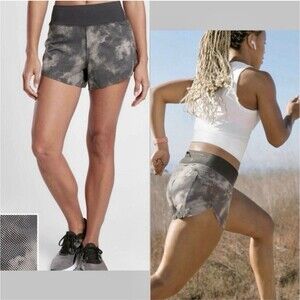 Athleta Run With It Printed Shorts Size 3X Black Running Jogging Lined 3.5"